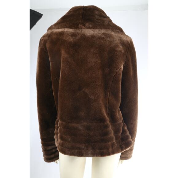 1 Madison Brown Faux Fur Short Coat Jacket Women’s Size Large L Winter Warm - Picture 6 of 10
